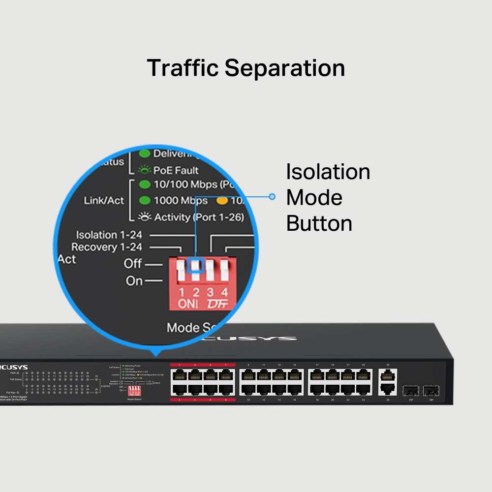 MERCUSYS Switch rack da 24 porte 10/100Mbps PoE+ e 2 porte Gigabit