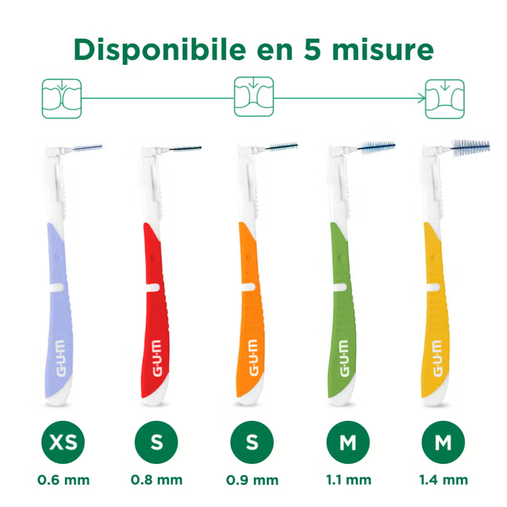GUM - Scovolino interdentale BI-DIRECTION 0.6MM - 6 pezzi (1=1PZ)