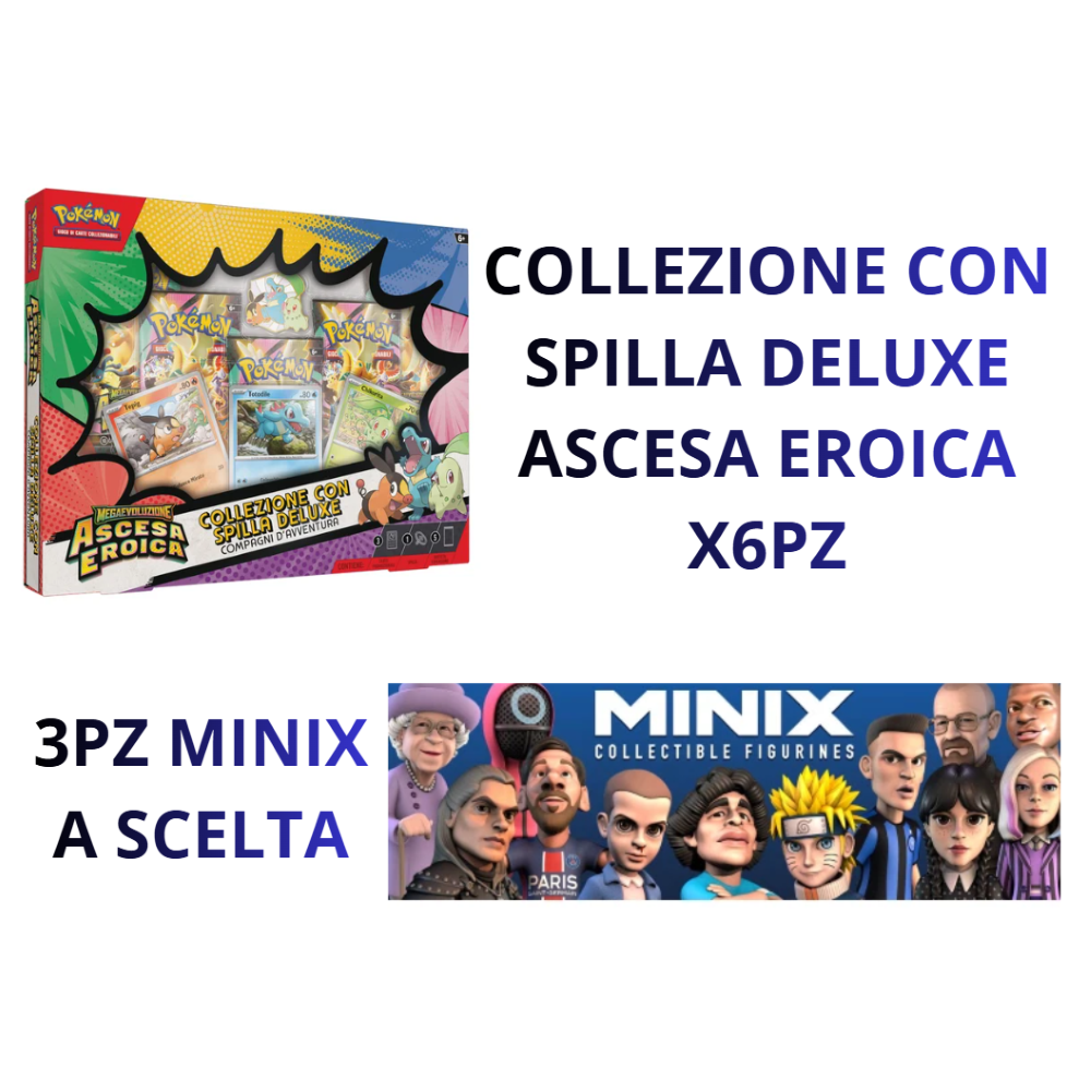 BUNDLE Pokémon - Collezione Deluxe Ascesa Eroica X6 + MINIX 3PZ A SCELTA