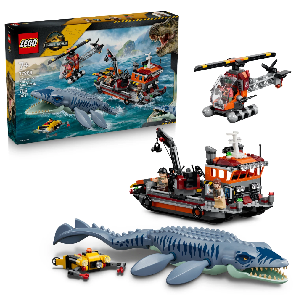 LEGO JURASSIC WORLD - Attacco della barca dinosauro Mosasaurus 77983 