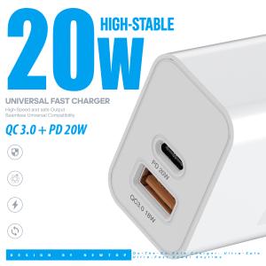 NEWTOP CM78 CARICATORE DA MURO QC 3.0 + PD 20W CON CAVO TYPE-C/TYPE-C