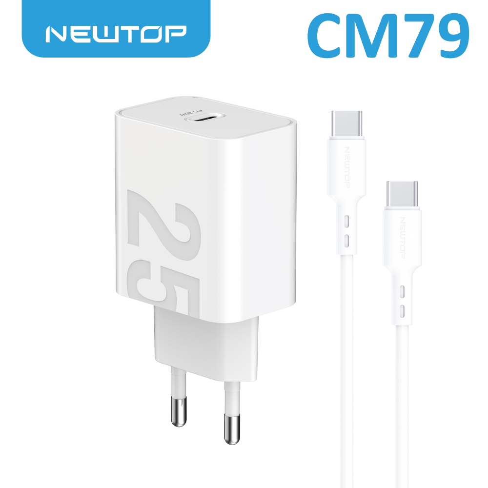 NEWTOP CM79 CARICATORE DA MURO PD 25W CON CAVO TYPE-C/TYPE-C
