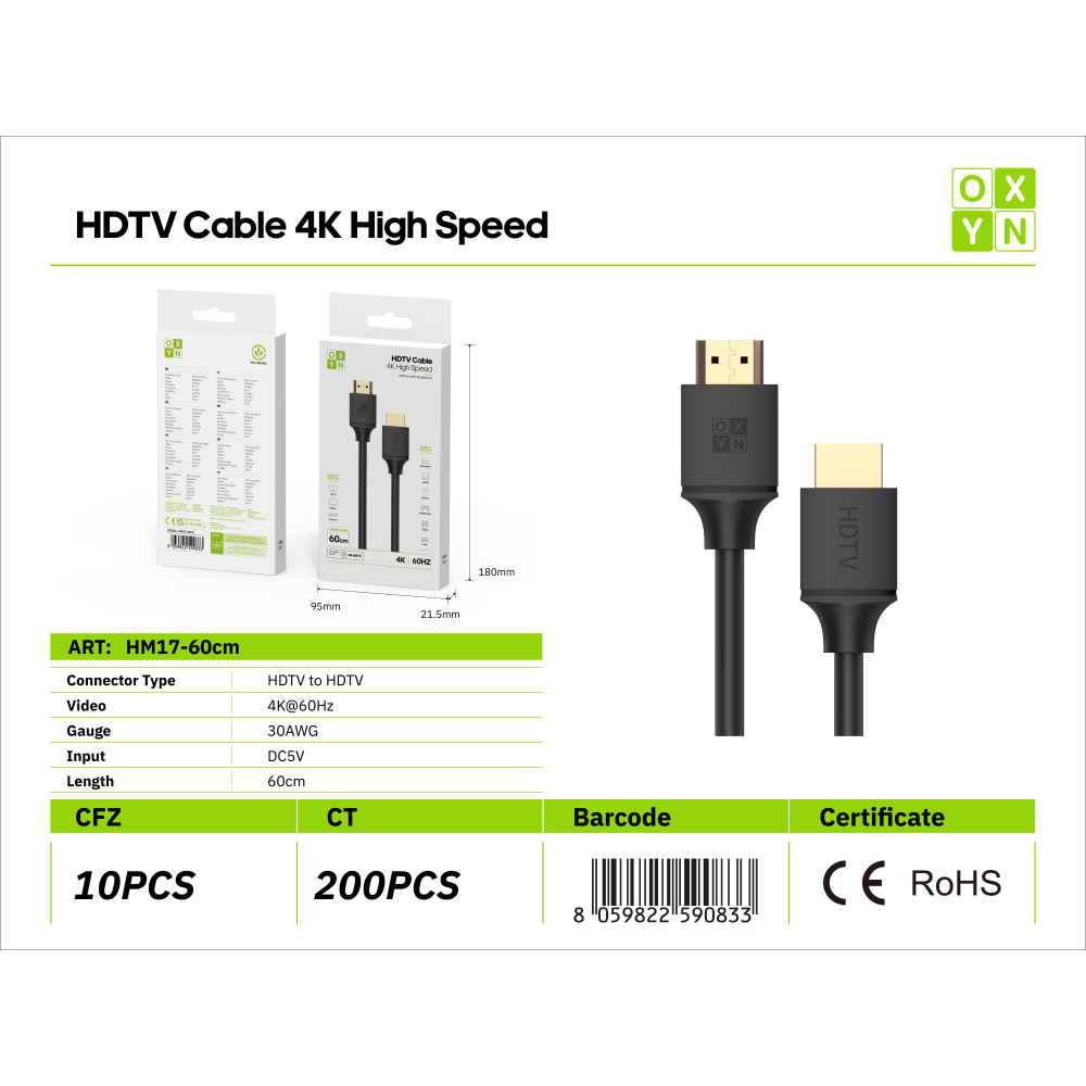 OXYN HM17 HDTV A HDTV 4K 60HZ 2.0V 60CM