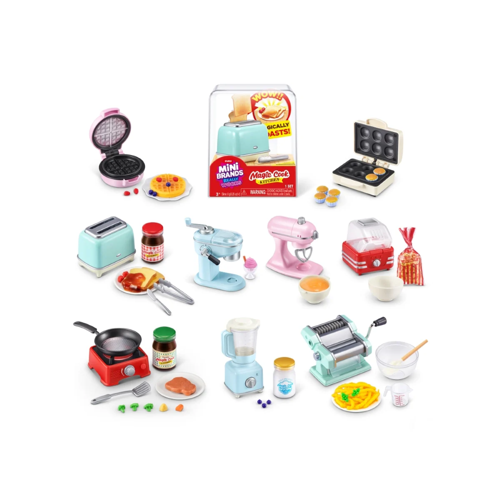 ZURU - MINI BRANDS: Magic Cook Kitchen - ESPOSITORE DA TERRA CON 27PZ ASSORTITI