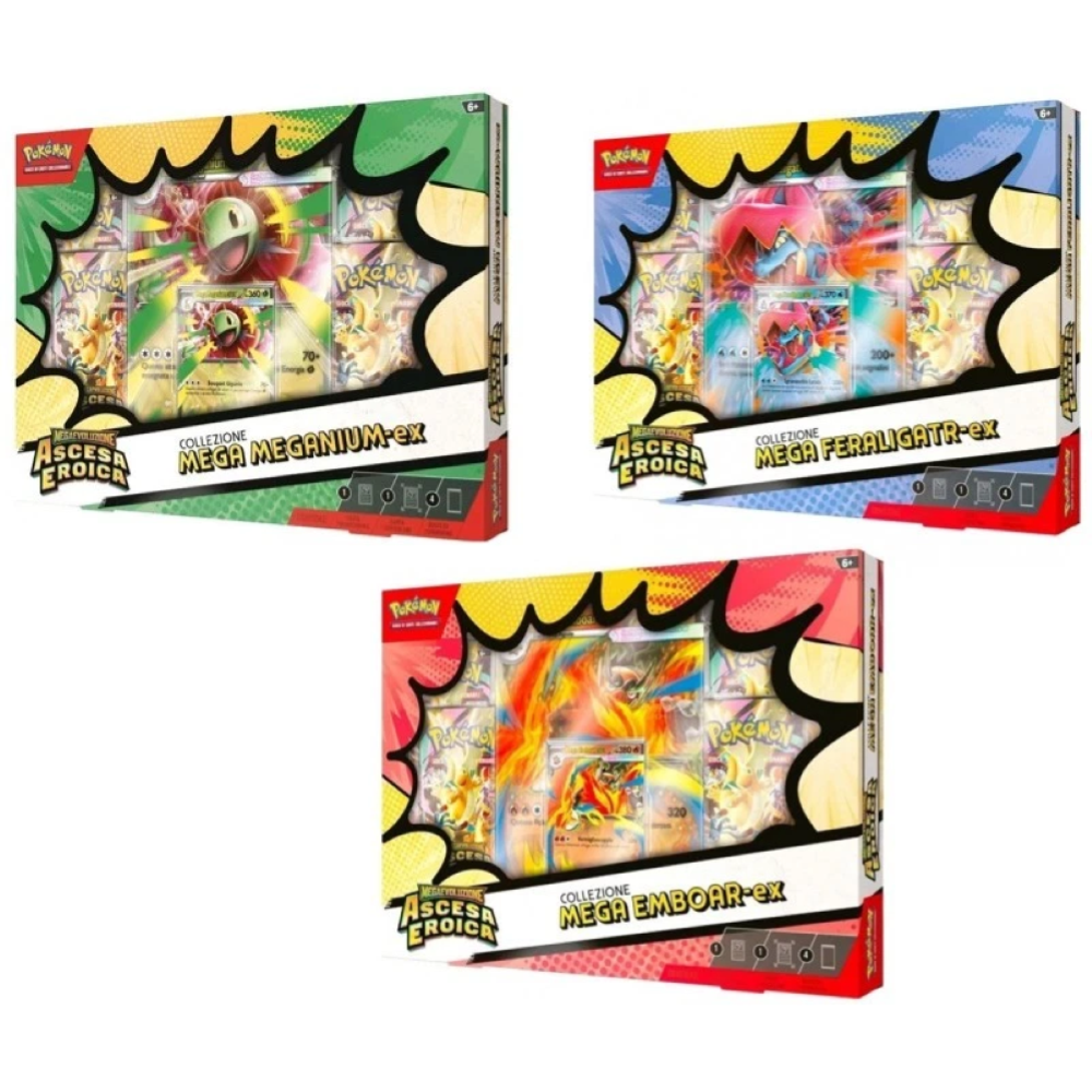 Pokemon - M2.5 Collezione Ascesa Eroica - Mega Emboar-EX, Mega Feraligatr-EX e Mega MegaNIUM-Ex (IT)
