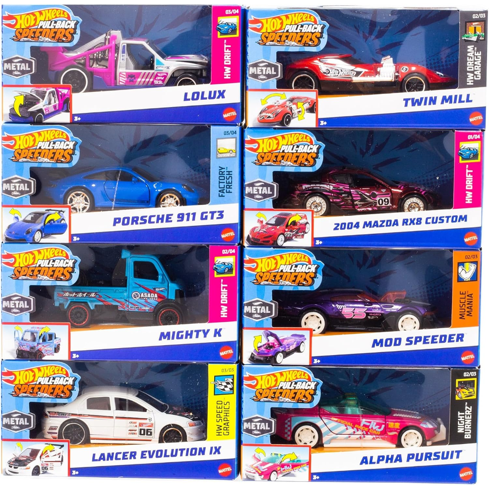 HOT WHEELS Veicoli a retrocarica 1:43 Ass.to  HPT04-979J