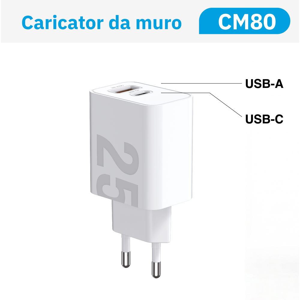 NEWTOP CM80 CARICATORE DA MURO QC 3.0 + PD 25W