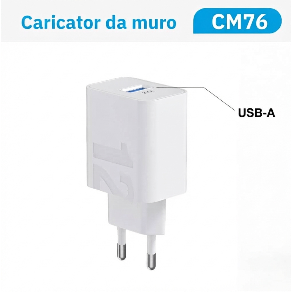 NEWTOP CM76 CARICATORE DA MURO 1USB 12W