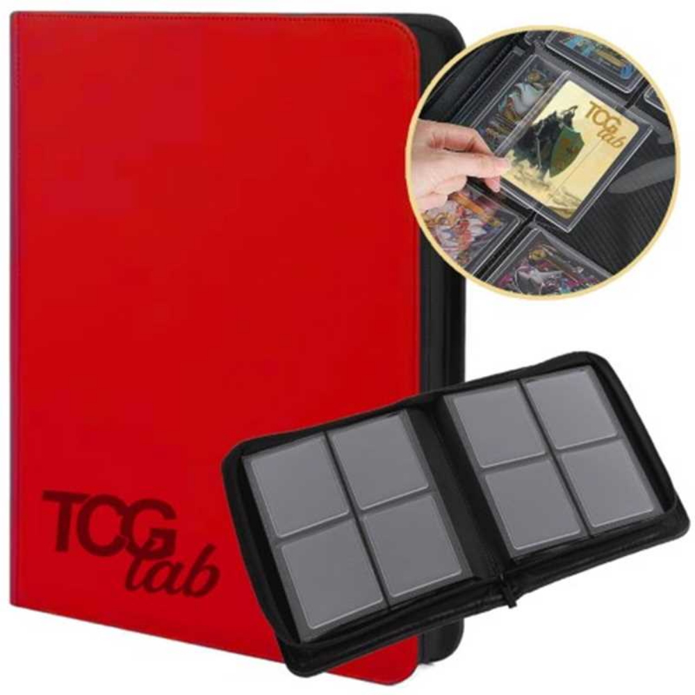 TCG LAB Album per Toploader a 4 Tasche (112 toploader) - Rosso