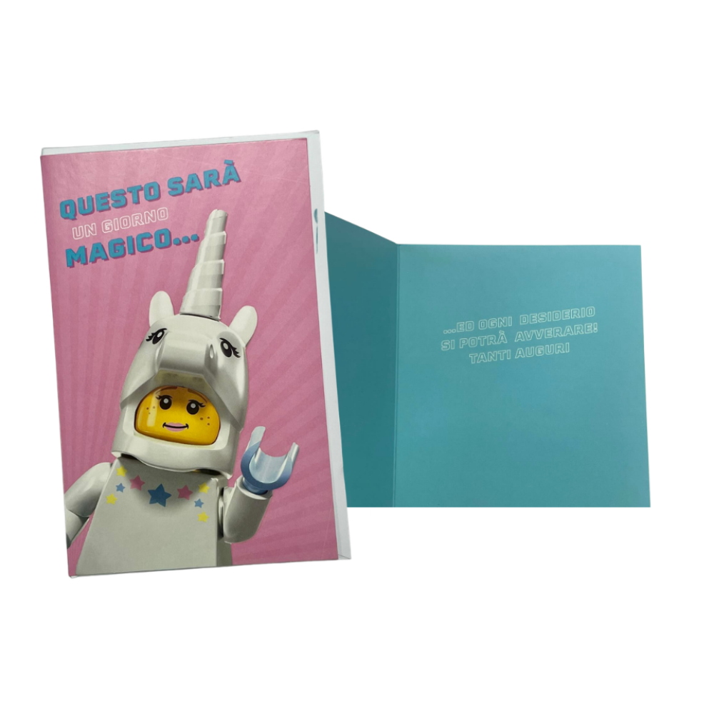 HALLMARK - BIGLIETTI AUGURI LEGO MINIFIGURE UNICORNO - 130274