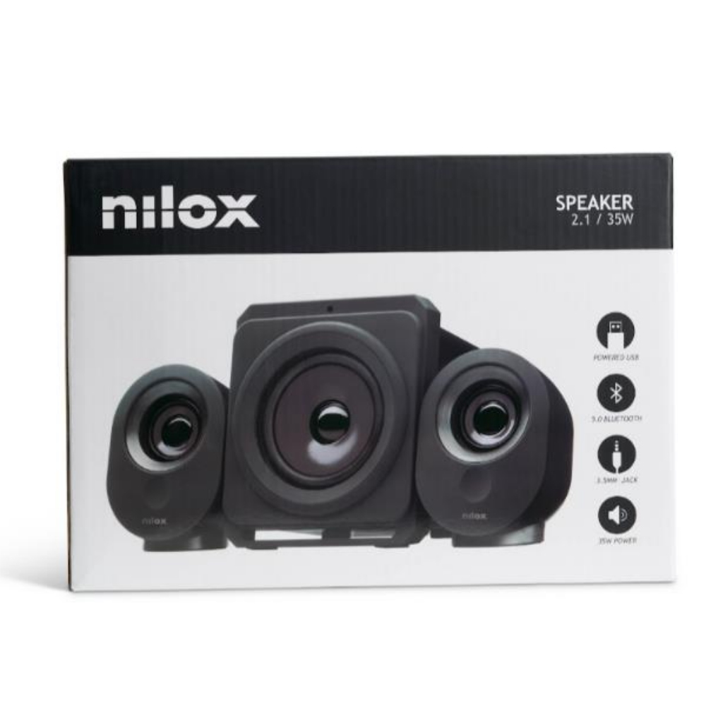NILOX - AUDIO SPEAKERS - Altoparlanti Bluetooth 35 Watt, Subwoofer, presa USB e Micro Sd, presa audio AUX Radio FM