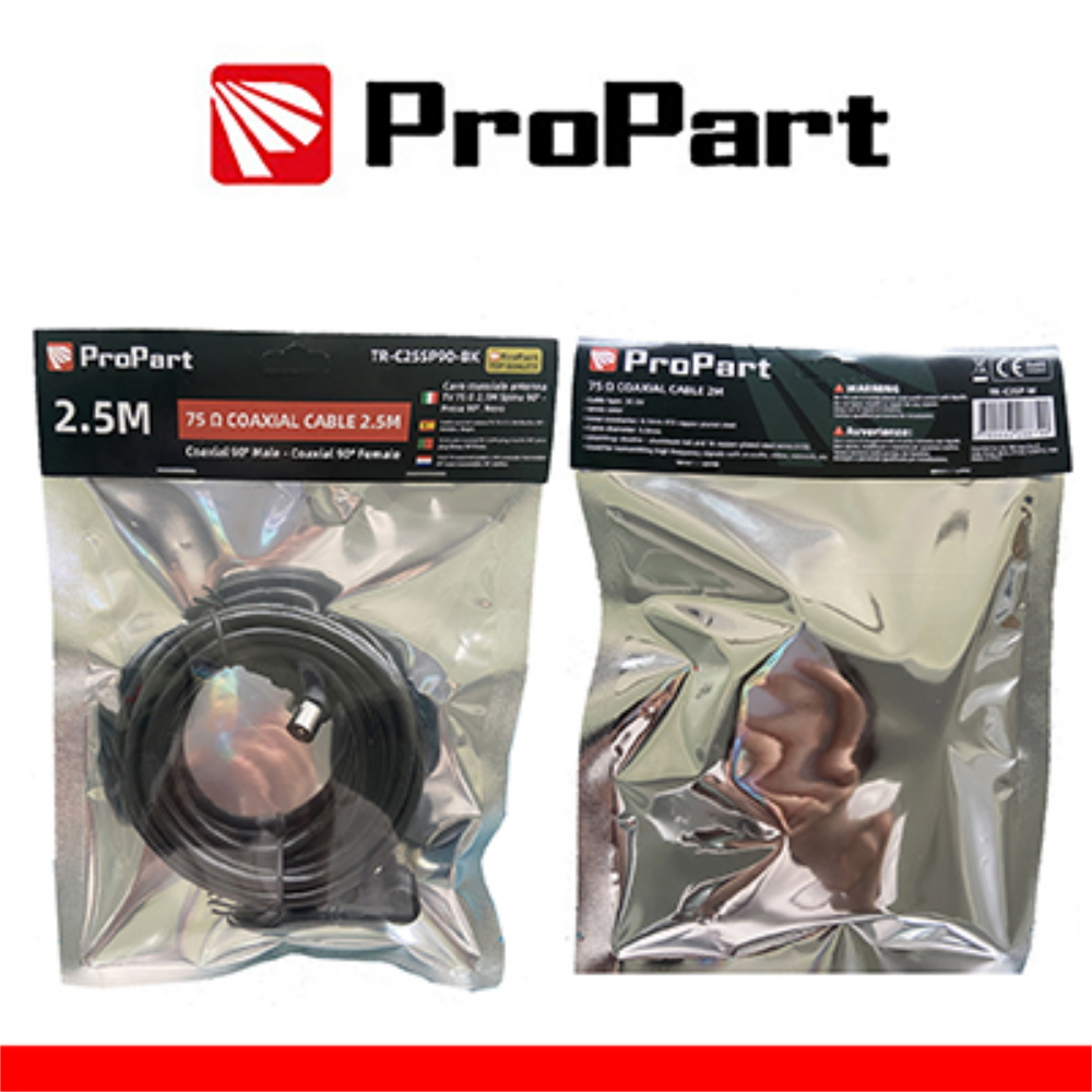 PROPART Cavo antenna TV IEC 5M SP-PR 90° NERO