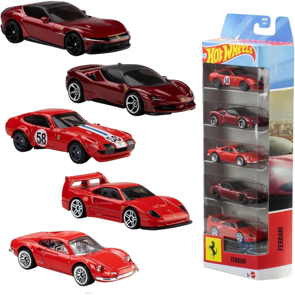 MATTEL - HOT WHEELS 5 VEICOLI FERRARI - JLN12