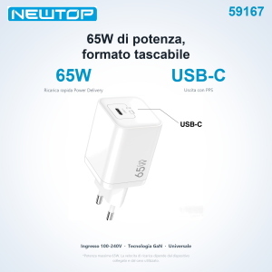 NEWTOP CM85 CARICATORE DA MURO GAN 65W