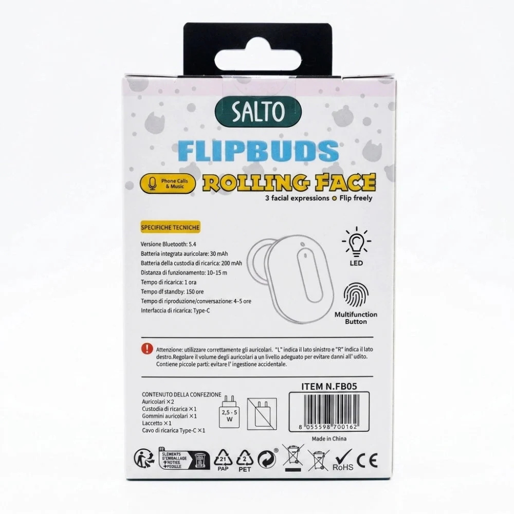 SALTO - CUFFIE BLUETOOTH FLIPBUDS ROLLING FACE ASSORTITE - FB05